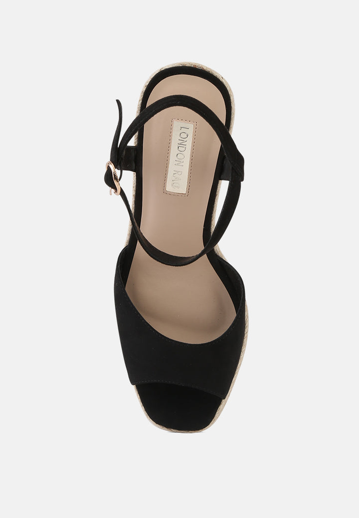 emma ankle strap espadrille wedges heel sandal#color_black