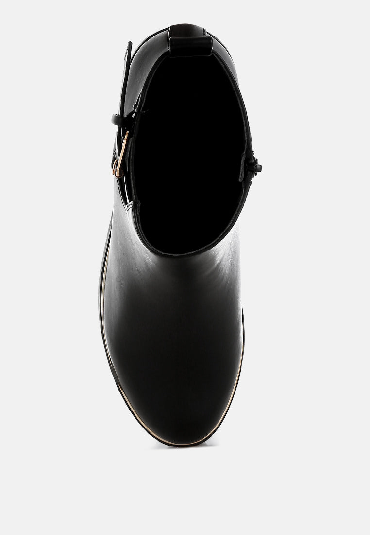 chunky buckle detail ankle boots by rag#color_black