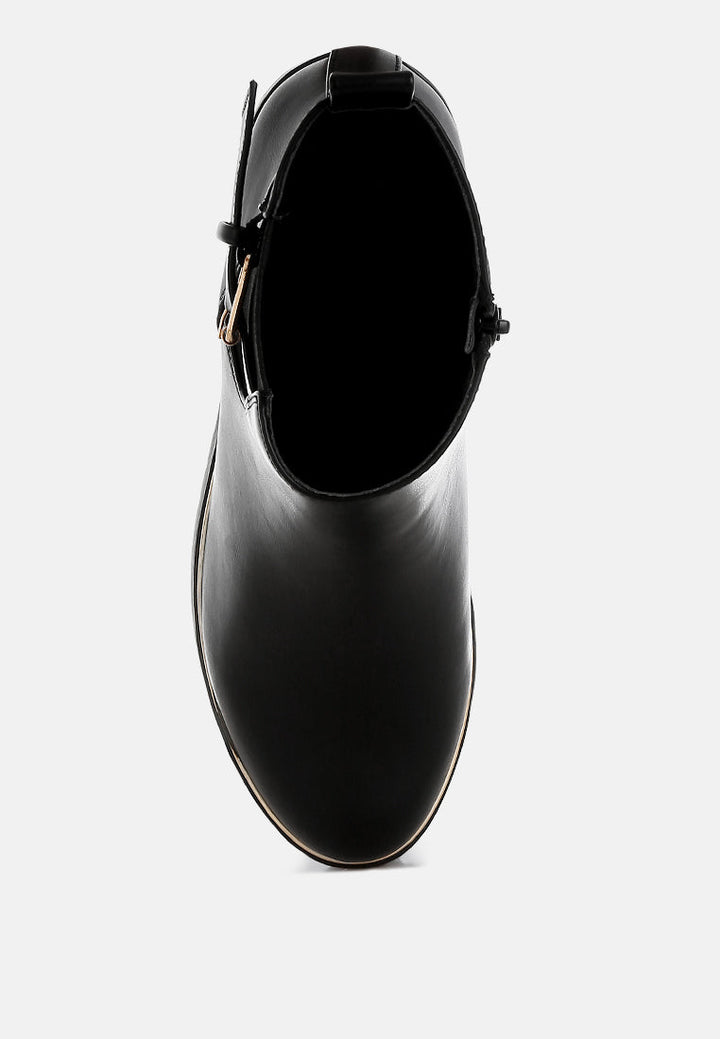 chunky buckle detail ankle boots by rag#color_black
