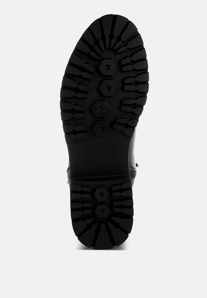 chunky buckle detail ankle boots by rag#color_black