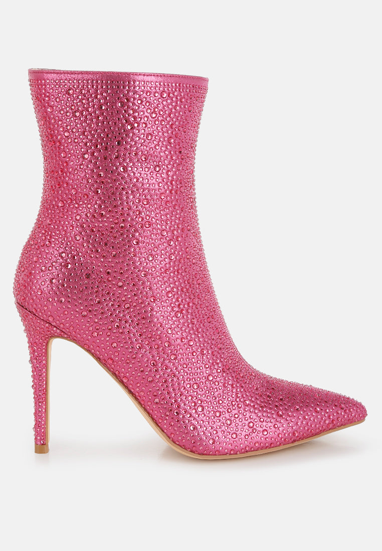 rhinestones embellished high ankle boots by ruw#color_pink