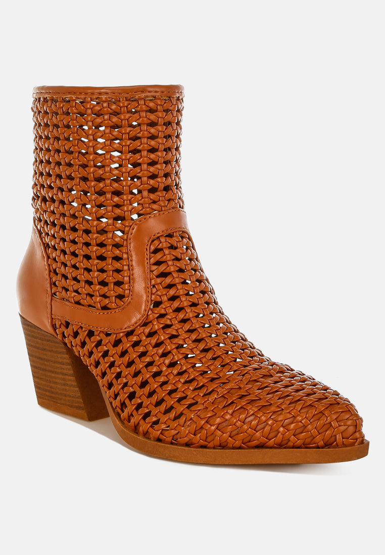botas aristóteles de cuero tejido con tacón en bloque#color_tan