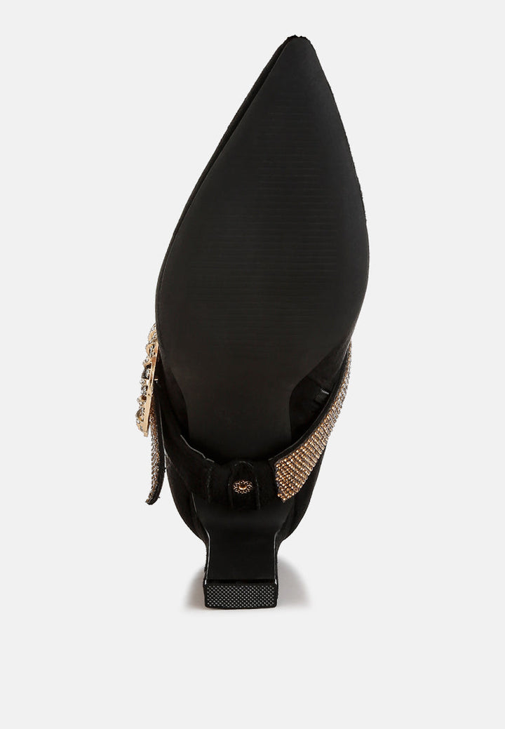 botas asagao con tiras de diamantes y pedrería#color_black