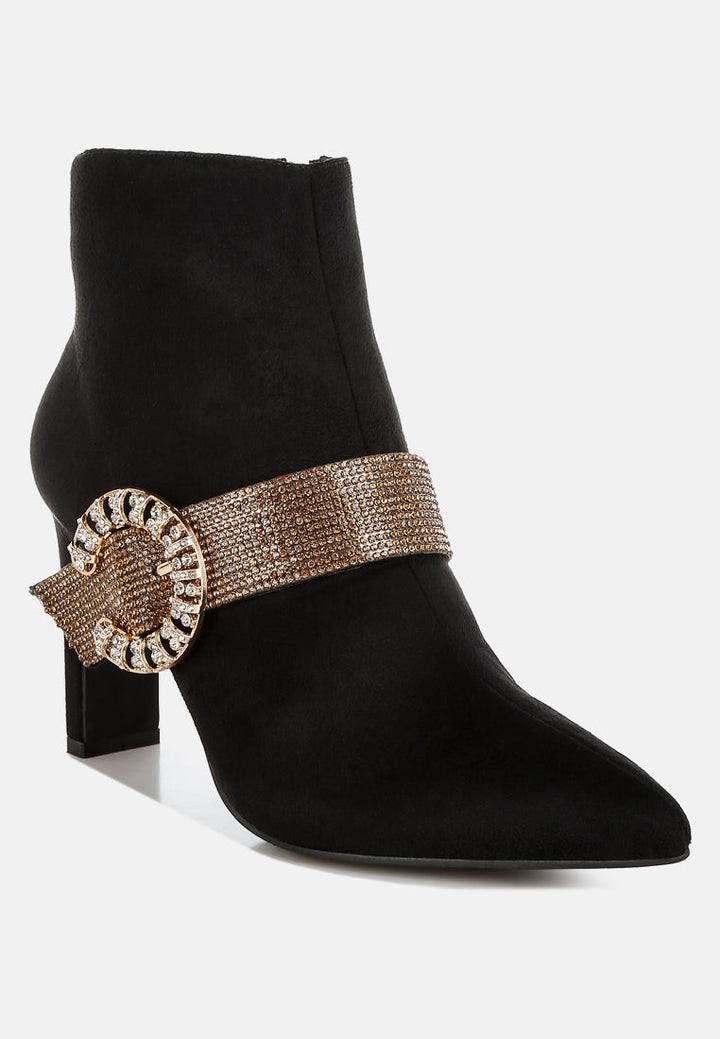 botas asagao con tiras de diamantes y pedrería#color_black