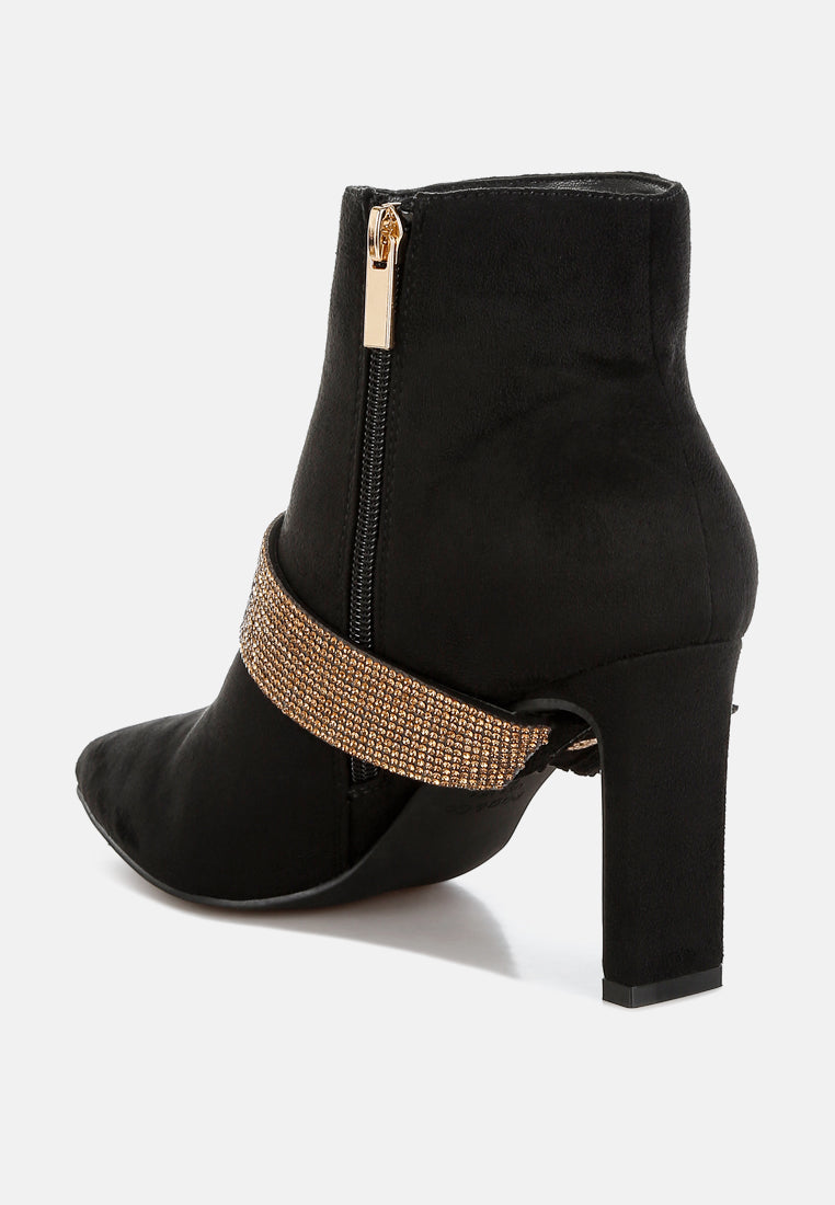 botas asagao con tiras de diamantes y pedrería#color_black