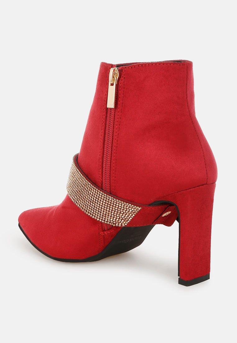 botas asagao con tiras de diamantes y pedrería#color_red