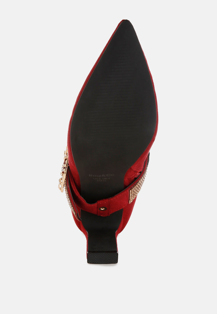 botas asagao con tiras de diamantes y pedrería#color_red
