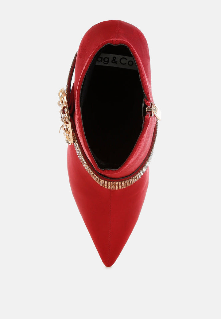 botas asagao con tiras de diamantes y pedrería#color_red