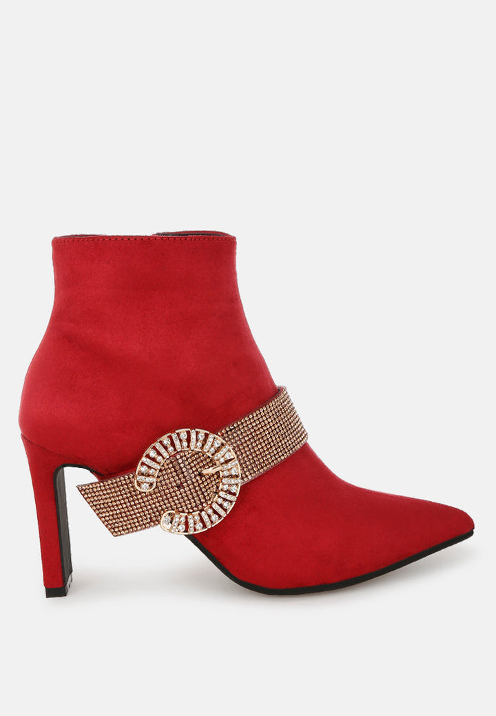 botas asagao con tiras de diamantes y pedrería#color_red