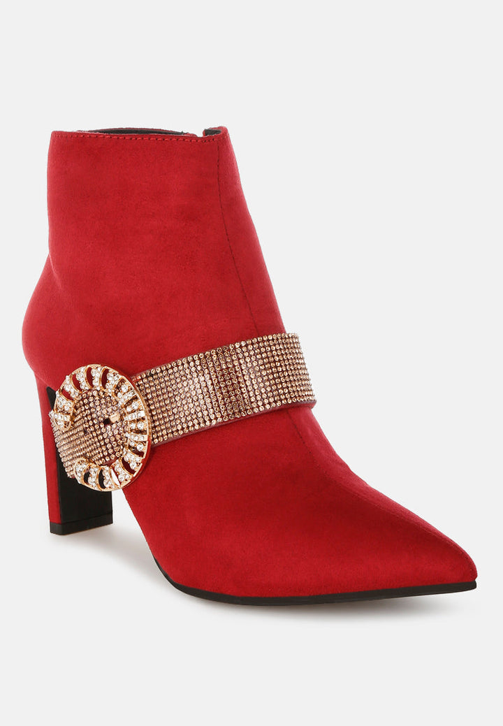 botas asagao con tiras de diamantes y pedrería#color_red
