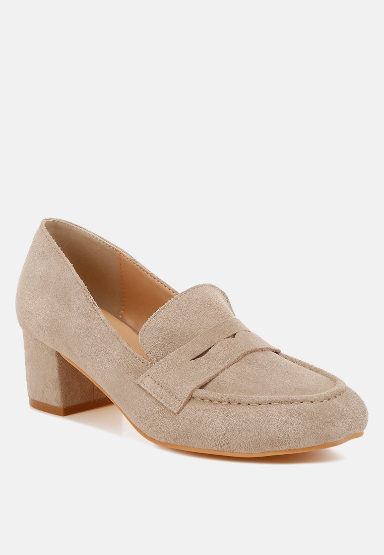 block heel suede loafers by ruw#color_sand