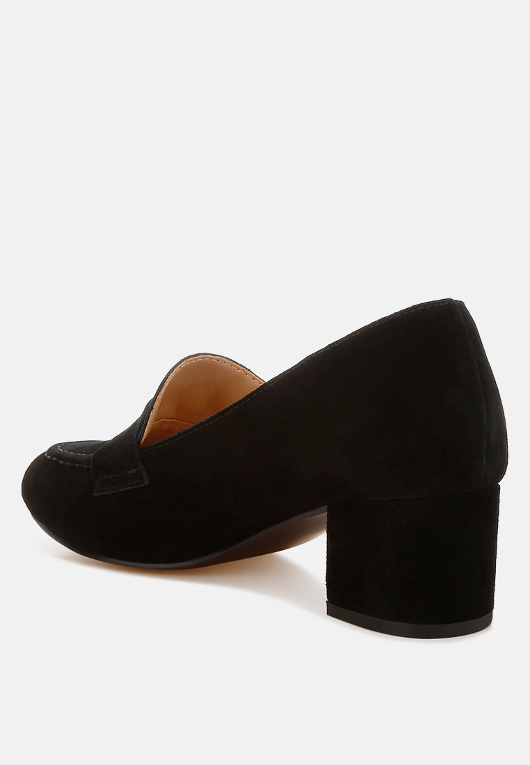 Mocasines astra de ante con tacón en bloque#color_negro