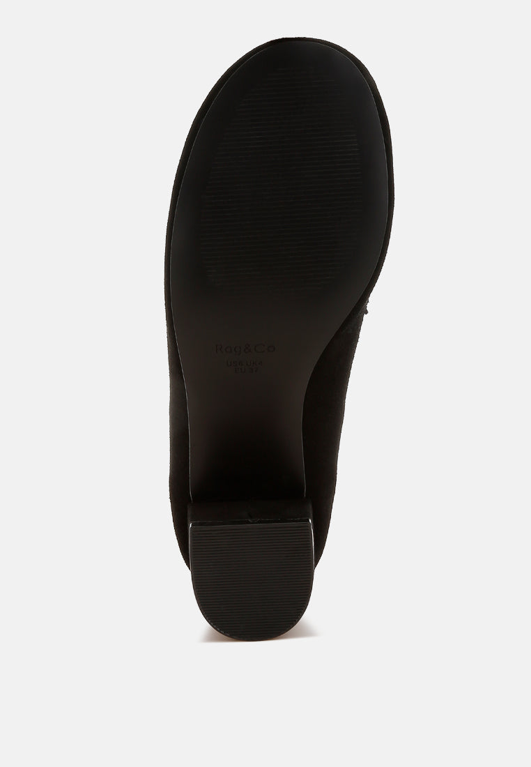 Mocasines astra de ante con tacón en bloque#color_negro