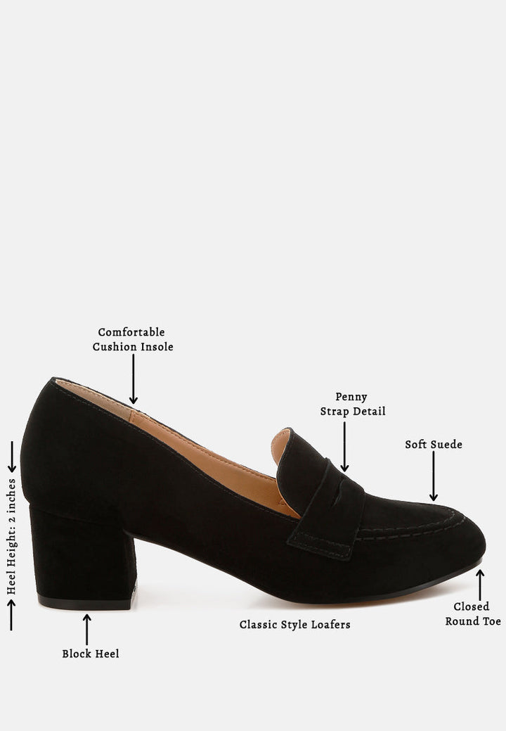 Mocasines astra de ante con tacón en bloque#color_negro