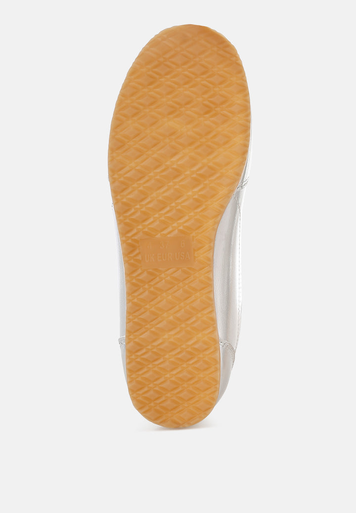 metallic faux leather sneakers by ruw#color_silver