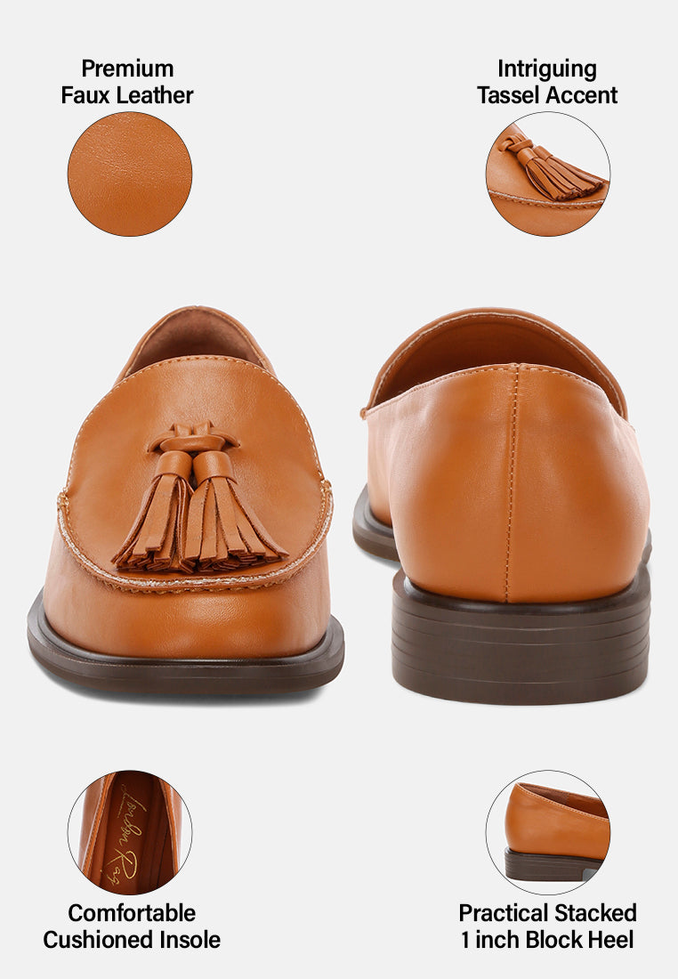 tassel detail loafers by mode#color_tan