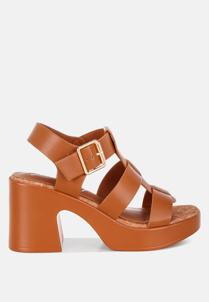 avalon chunky pin buckle platform heels#color_tan