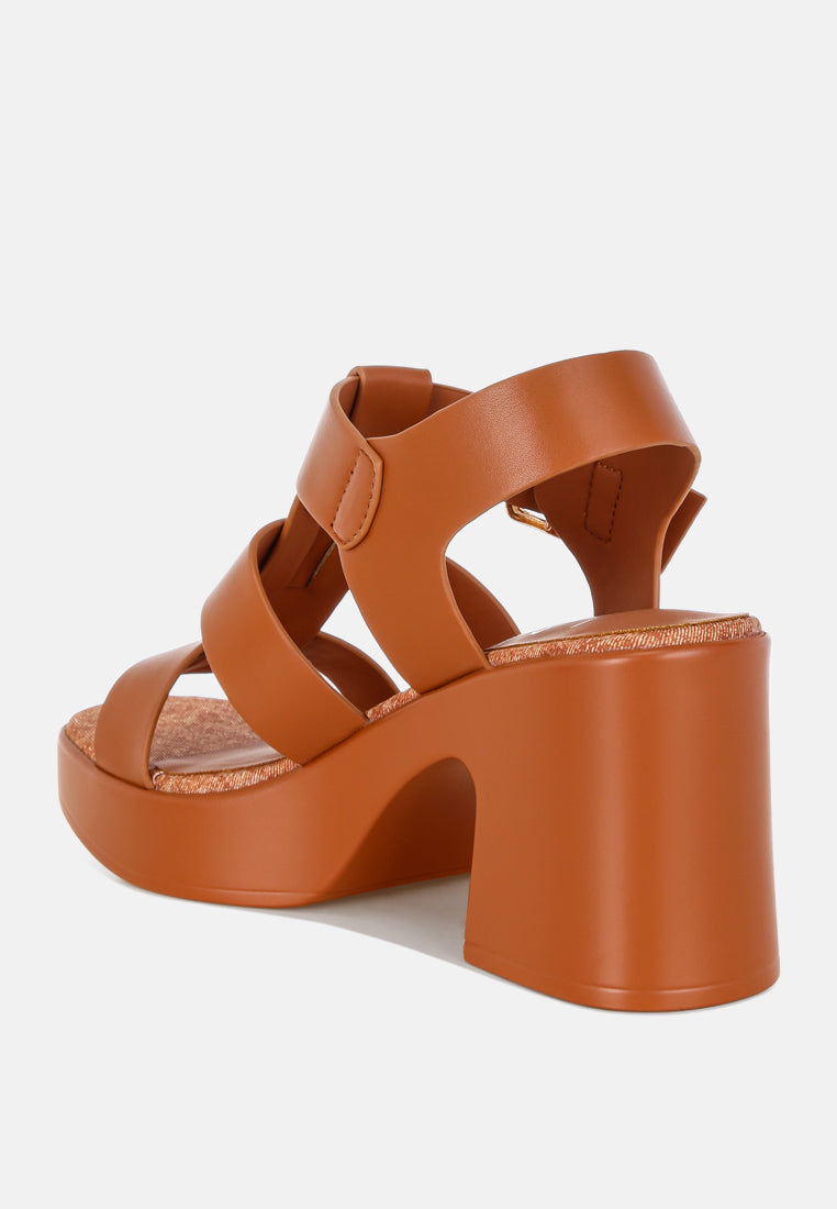 avalon chunky pin buckle platform heels#color_tan