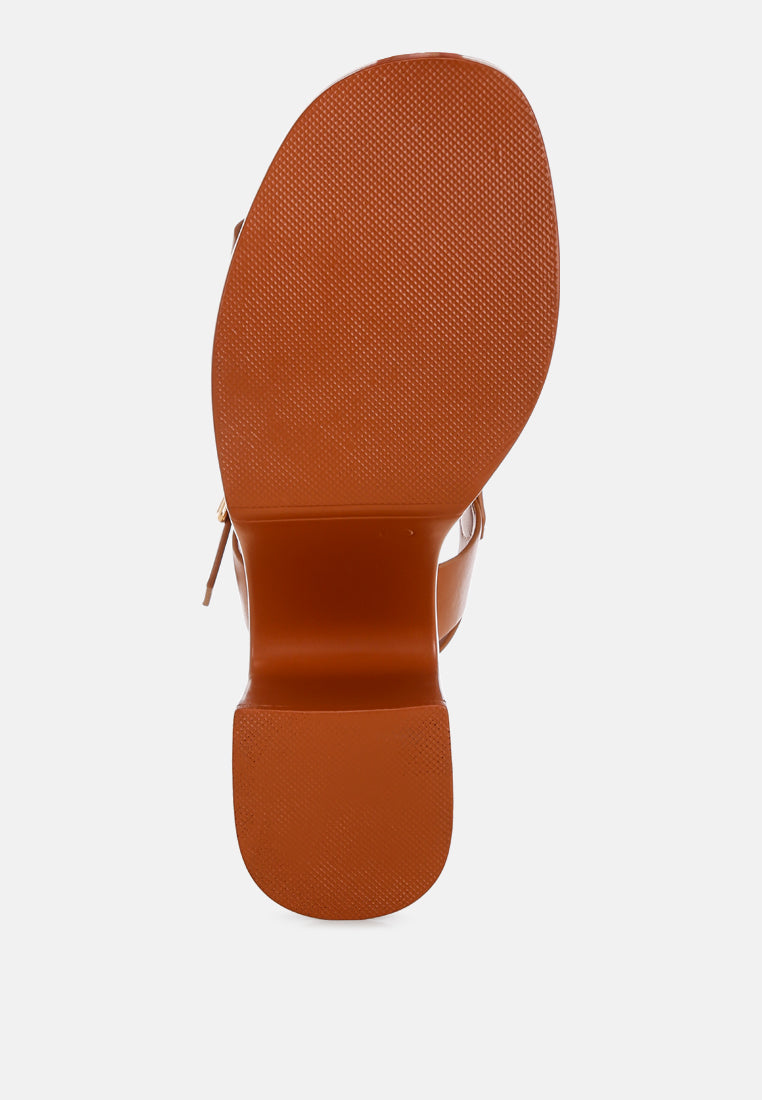 avalon chunky pin buckle platform heels#color_tan