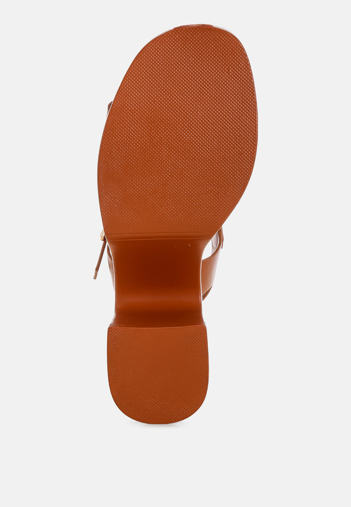 avalon chunky pin buckle platform heels#color_tan