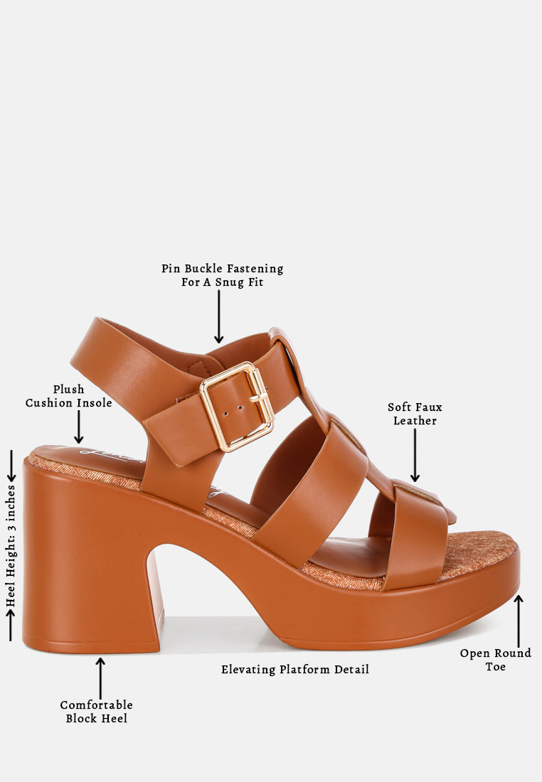 avalon chunky pin buckle platform heels#color_tan