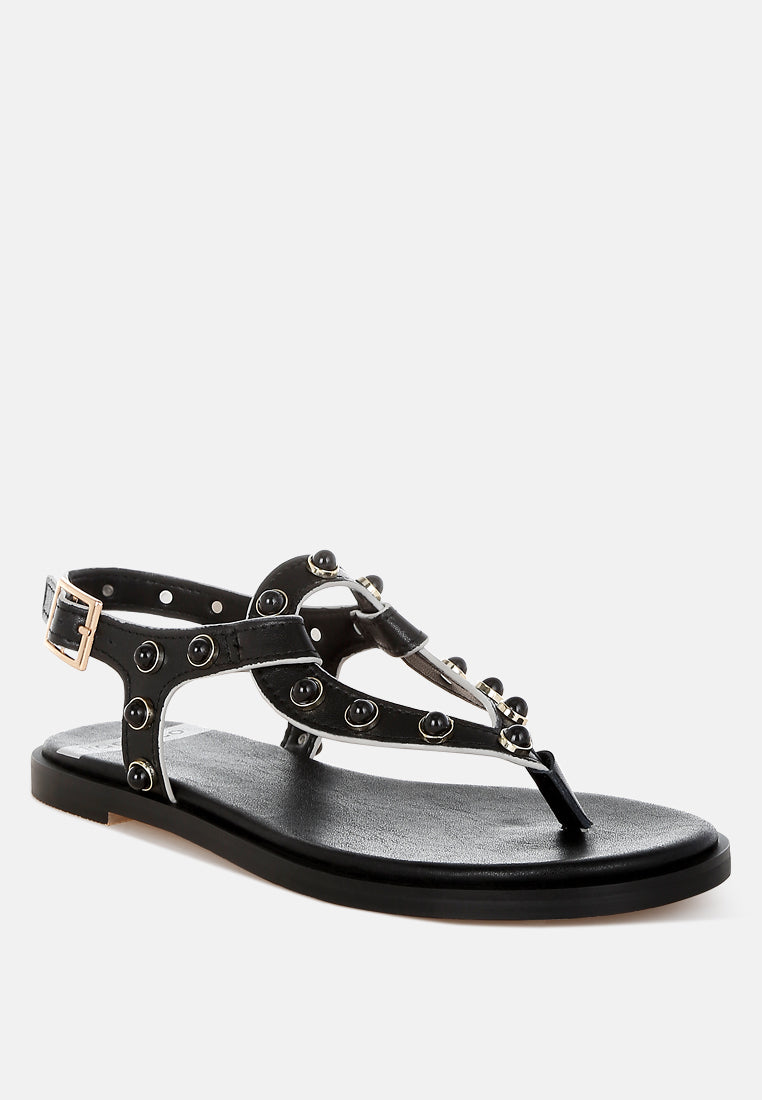 Zapatos planos con tachuelas y remaches de perlas de avens@color_black