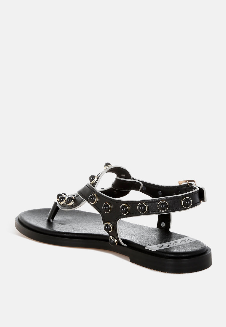 Zapatos planos con tachuelas y remaches de perlas de avens@color_black