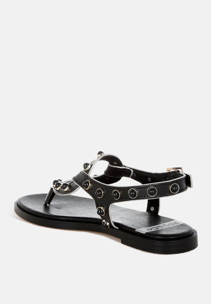 Zapatos planos con tachuelas y remaches de perlas de avens@color_black