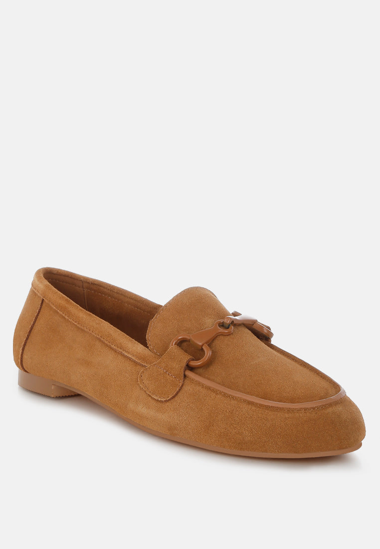 Mocasines de ante auténtico Horsebit monocromáticos Awen#color_tan