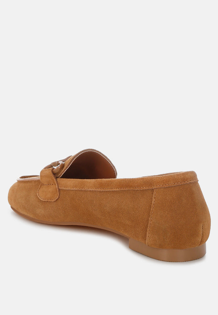 Mocasines de ante auténtico Horsebit monocromáticos Awen#color_tan