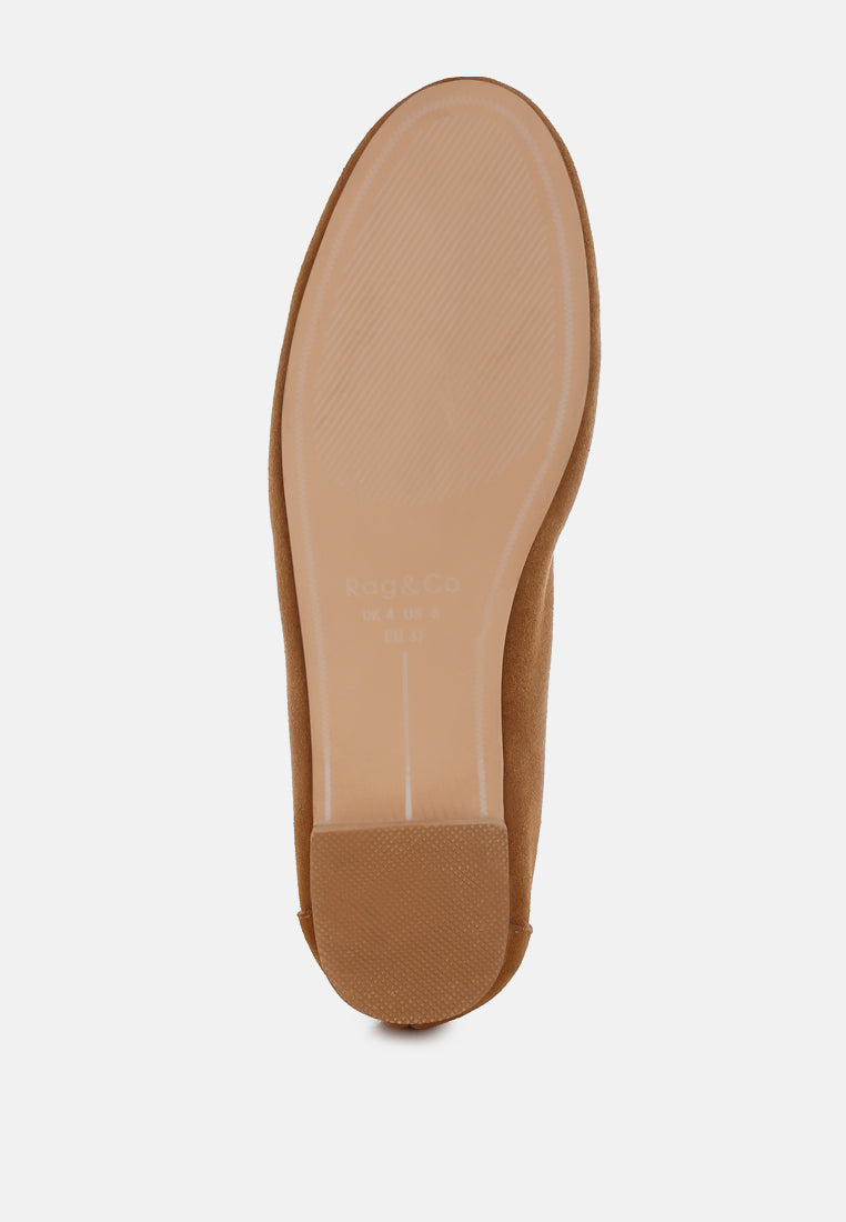 Mocasines de ante auténtico Horsebit monocromáticos Awen#color_tan