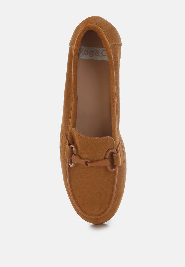 Mocasines de ante auténtico Horsebit monocromáticos Awen#color_tan