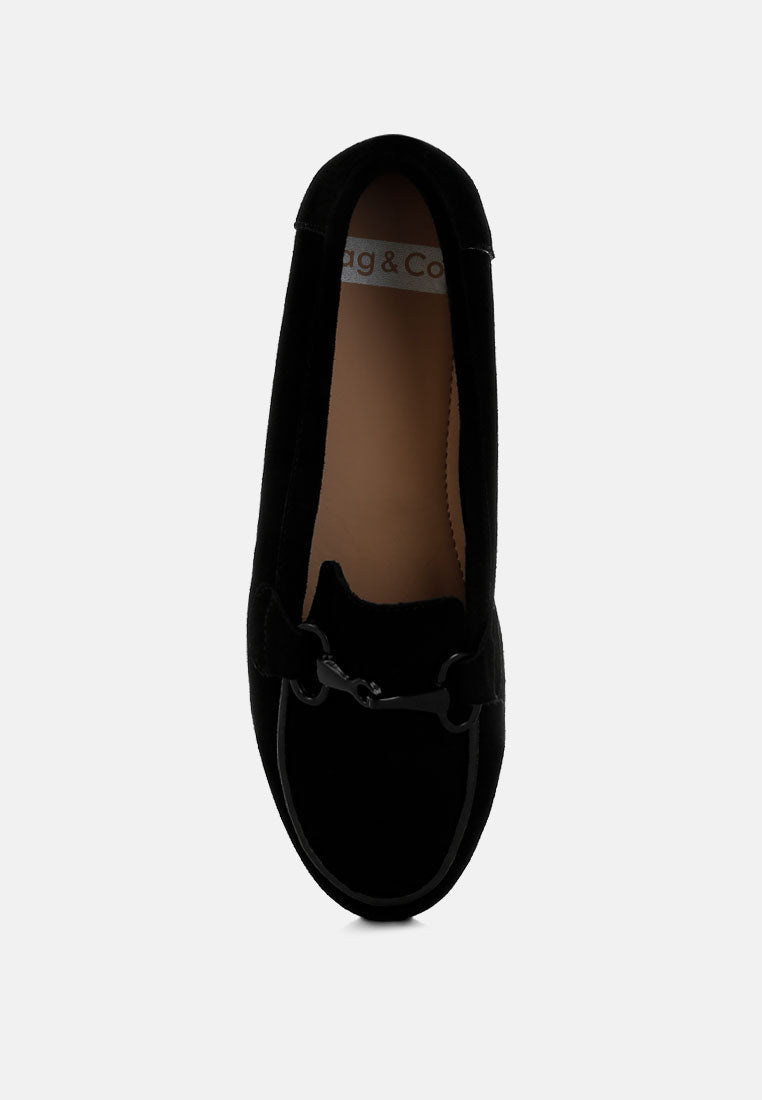 Mocasines de ante auténtico Horsebit monocromáticos Awen#color_black