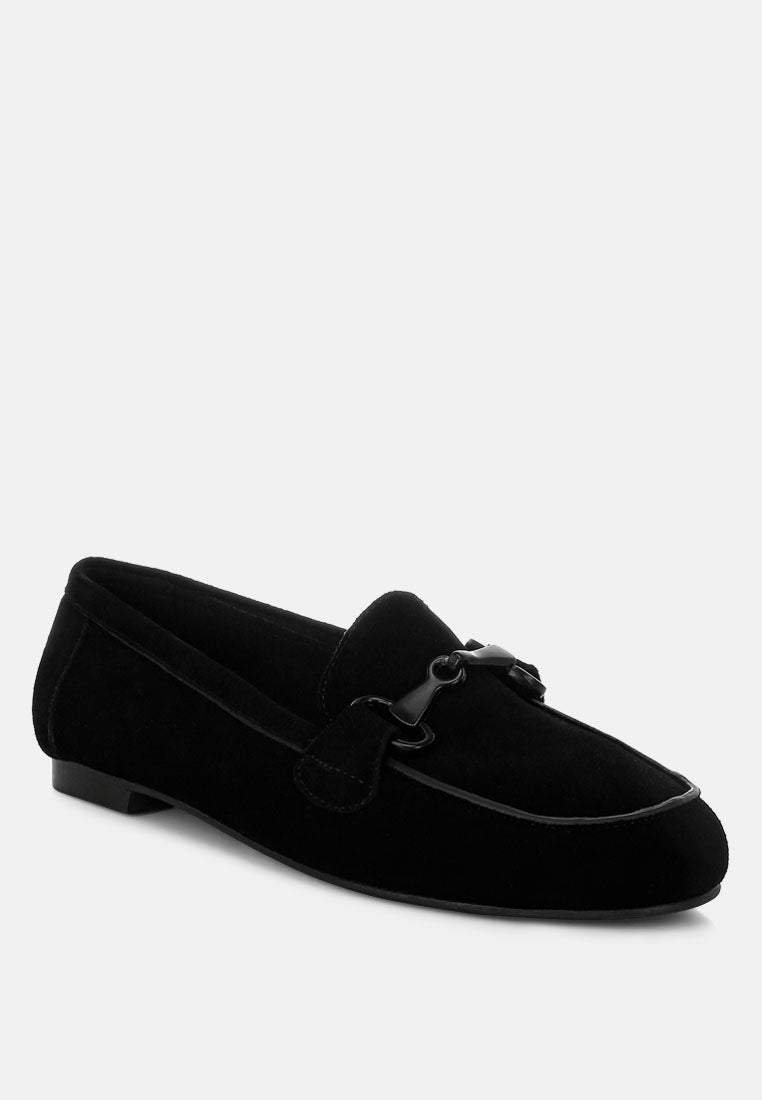 Mocasines de ante auténtico Horsebit monocromáticos Awen#color_black