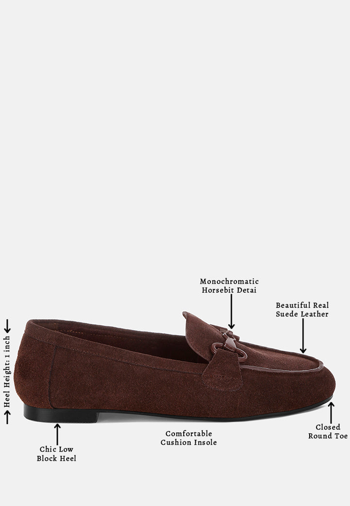 Mocasines de ante auténtico Horsebit monocromáticos Awen#color_brown