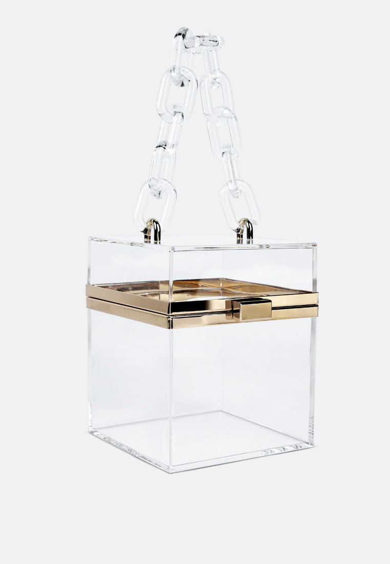 cuboid clear box clutch bag#color_transparent