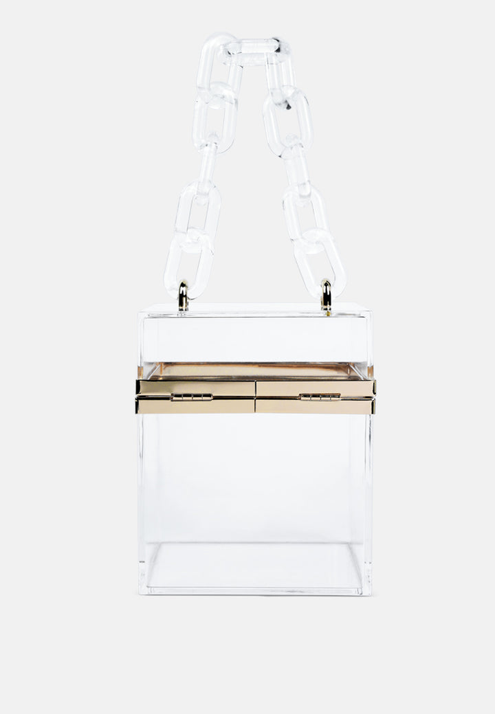 cuboid clear box clutch bag#color_transparent