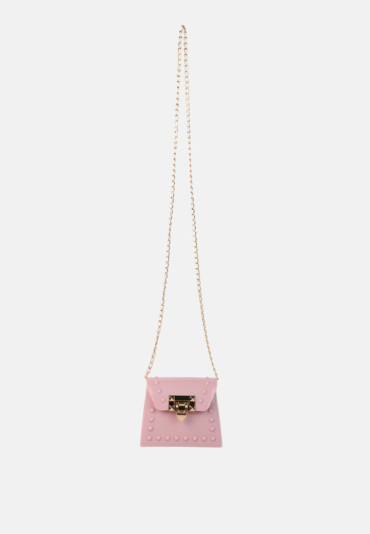 jelly buckled sling bag#color_nude