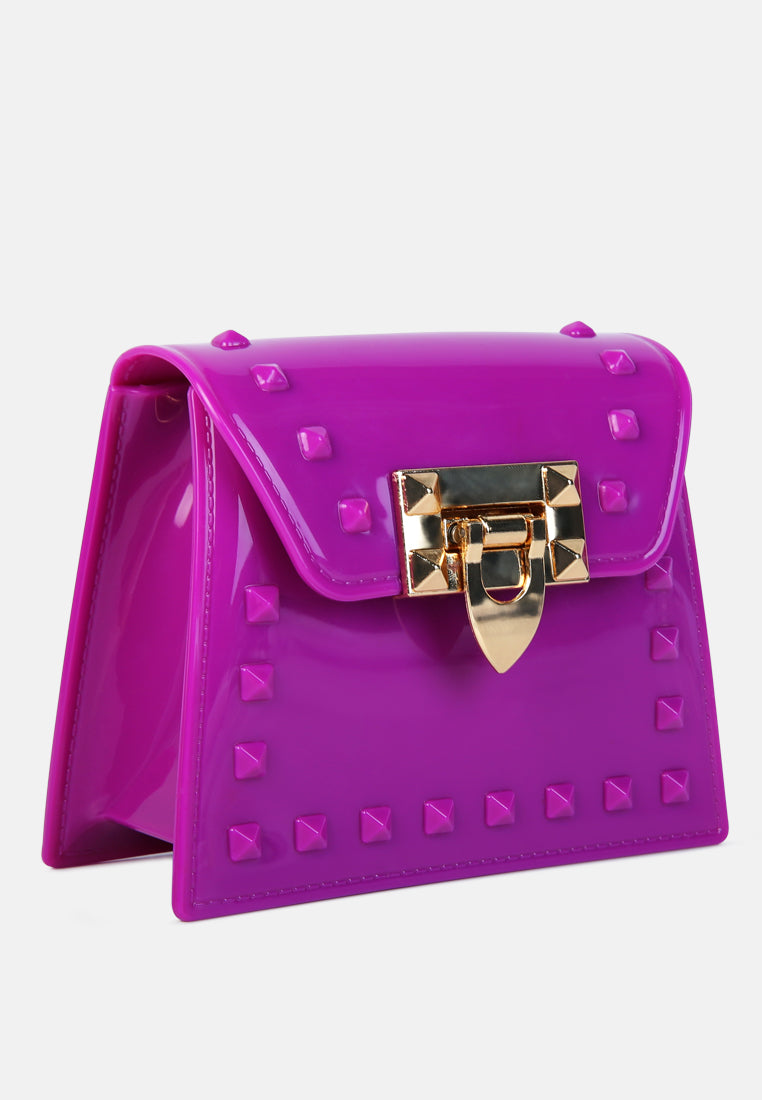 jelly buckled sling bag#color_purple