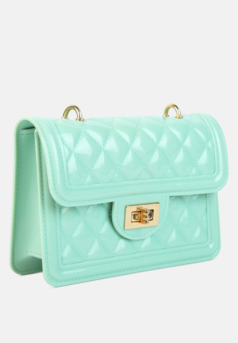 jelly quilted sling bag#color_mint