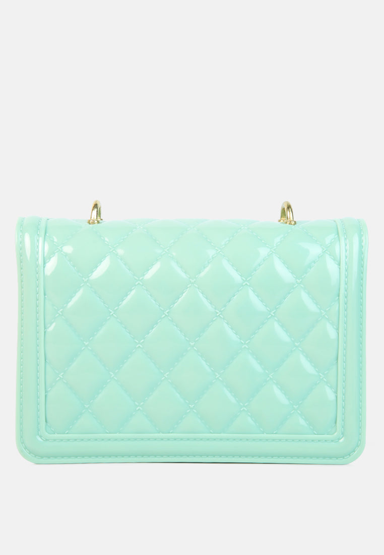 jelly quilted sling bag#color_mint