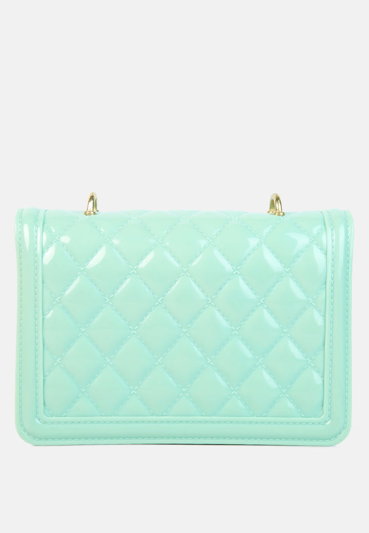 jelly quilted sling bag#color_mint