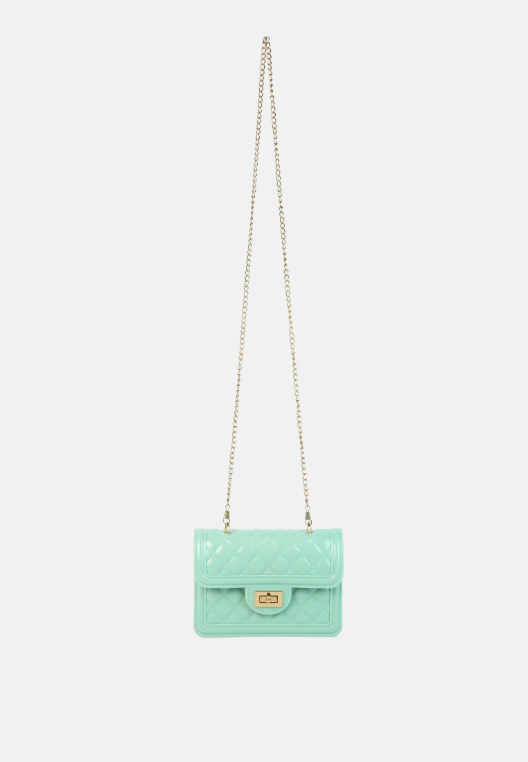 jelly quilted sling bag#color_mint