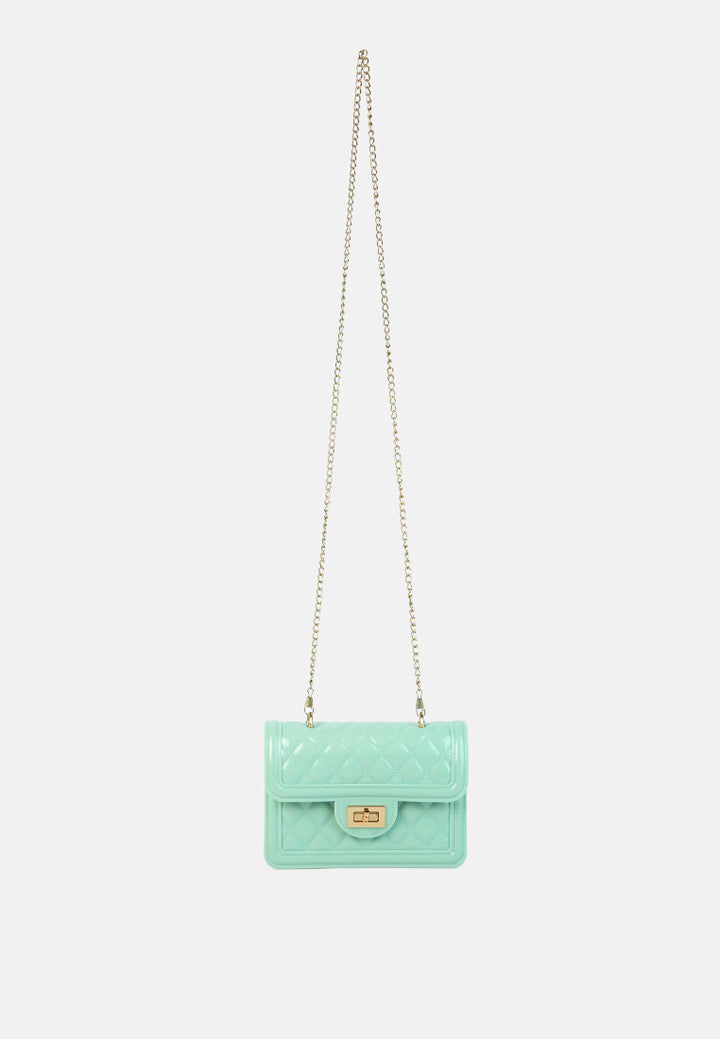 jelly quilted sling bag#color_mint
