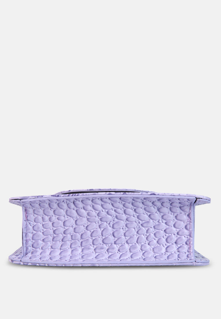 croc pattern crossbody sling bag#color_lavender