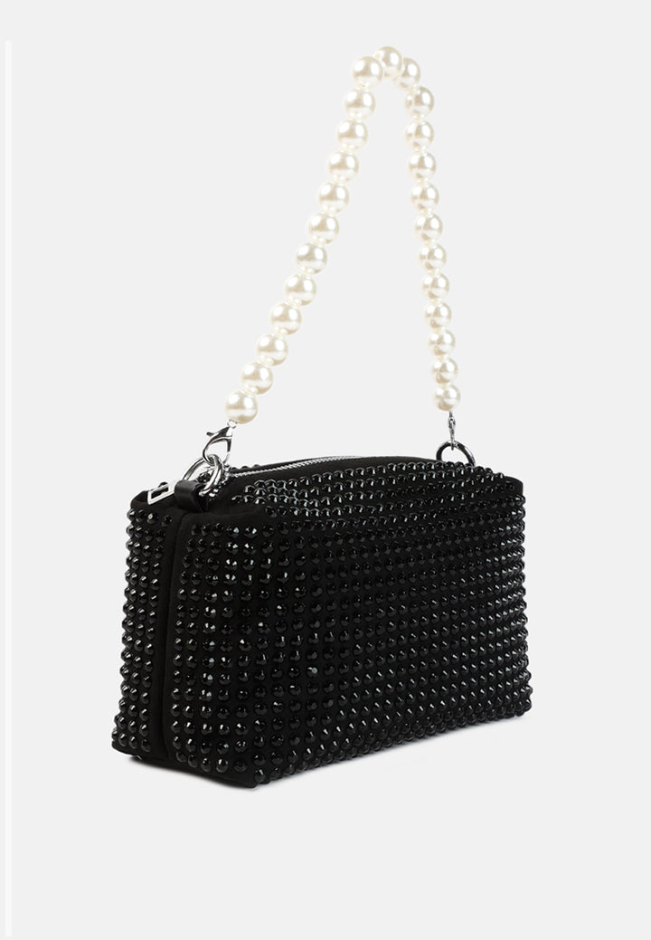 full studded pearl strap mini bag#color_black