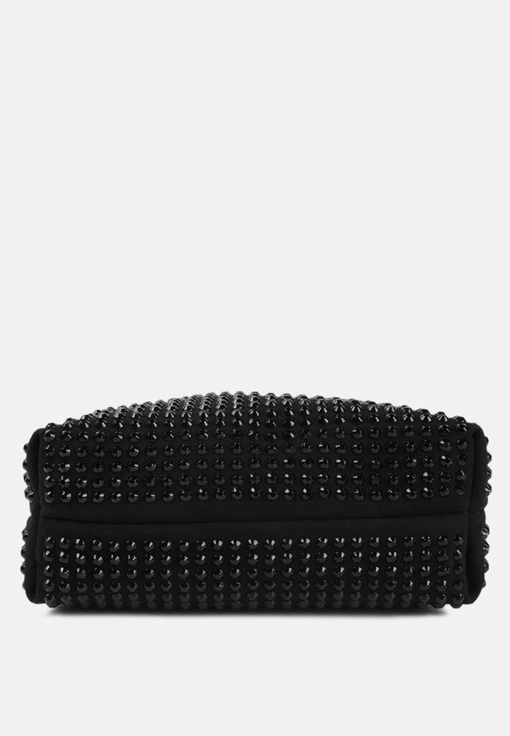 full studded pearl strap mini bag#color_black