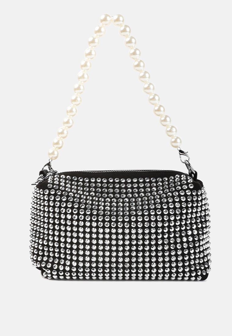 full studded pearl strap mini bag#color_silver