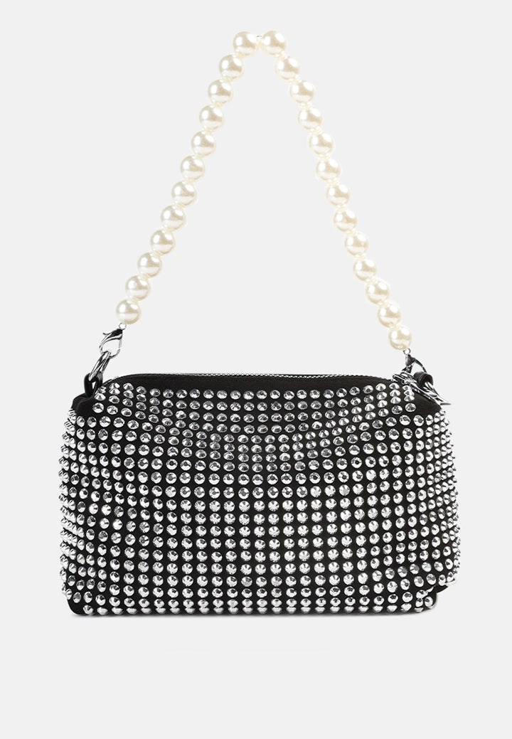 full studded pearl strap mini bag#color_silver