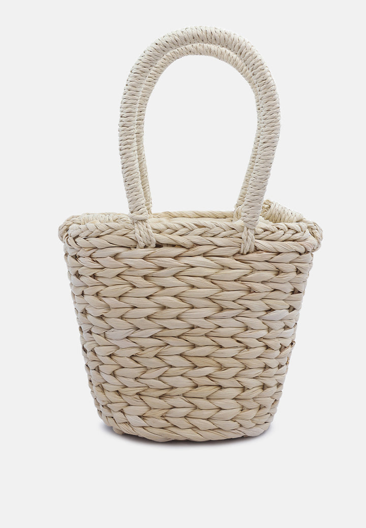 floral woven basket bucket bag#color_light-beige